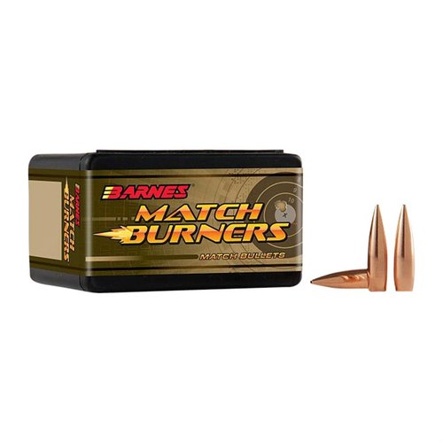 Barnes Match Burner 6mm (0.243") 112gr Hollow Point BT - tarkkuus ja edullisuus yhdistyvät, täydellinen kilpailuampujille ja päivittäiseen harjoitteluun.