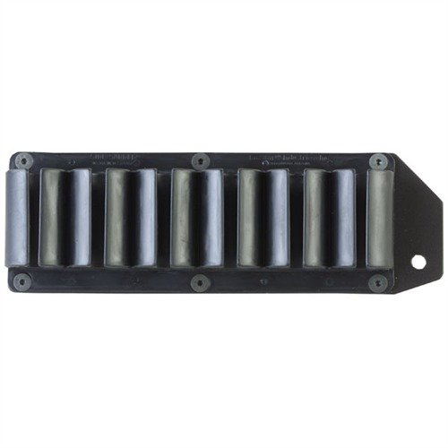 Kevyt nylonkuorinen SIDE SADDLE SHELL HOLDER Remington 870/1100/1187: lisää ammuksia nopeasti, asennus ilman pysyviä muutoksia, mukana kaikki tarvittavat osat.