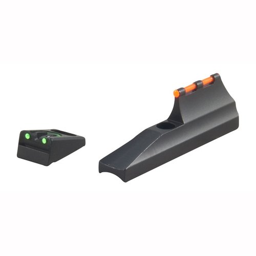 Kuituoptiikka, U-Notch takasuunta parantaa näkyvyyttä ja säätää tuulta ja korkeutta; punainen etusuu nopeaan kohdistukseen. Sopii Remington-aseisiin.